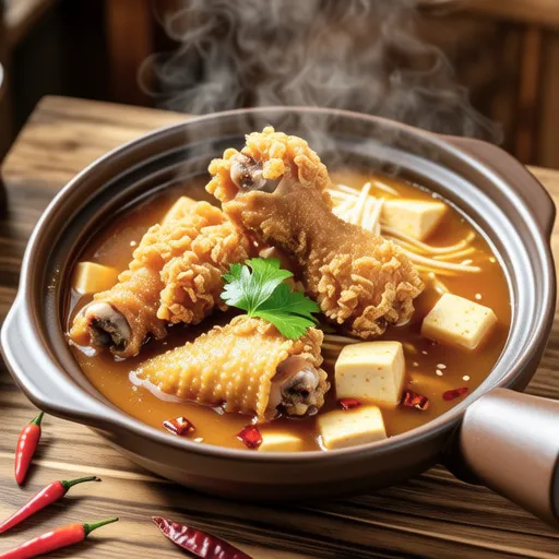 鶏もも肉と揚げ豆腐の大根おろしスープ