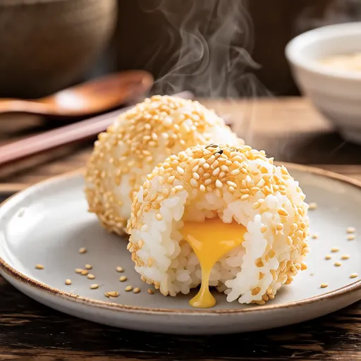 Grilled Cheese Rice Ball with Bonito Flakes