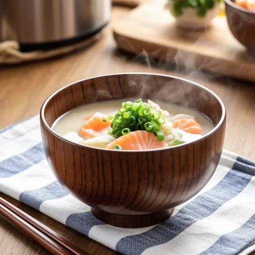 Salmon and Napa Cabbage Milk Miso Soup