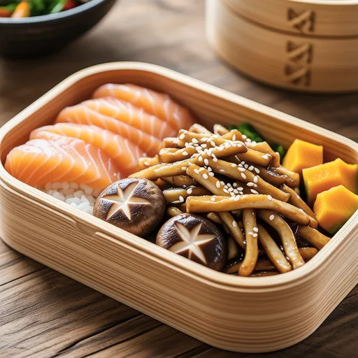 Maitake and Fried Tofu Stir-fry Bento