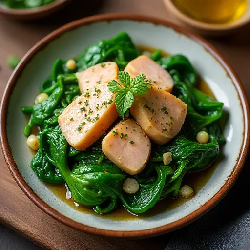Simple Sautéed Spinach and Tuna