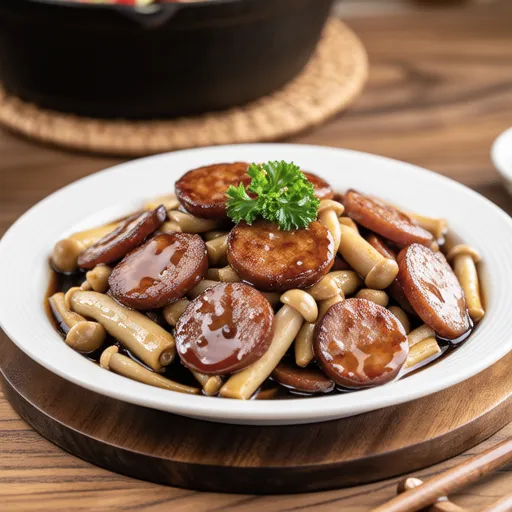 Enoki and Sausage Mayo Butter Sauté