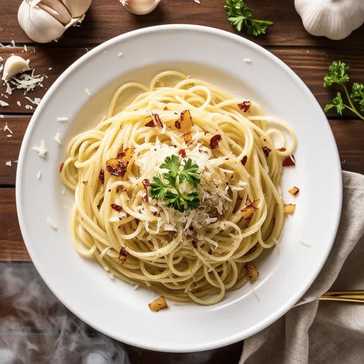 Garlic Butter Pasta with Garlic Chips