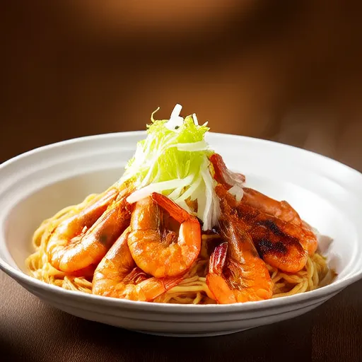 Pâtes aux crevettes et bacon