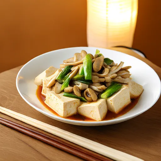 Salade de tofu aux champignons Enoki et gombo