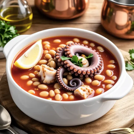 Garlic Tomato Stew with Octopus and Soybeans