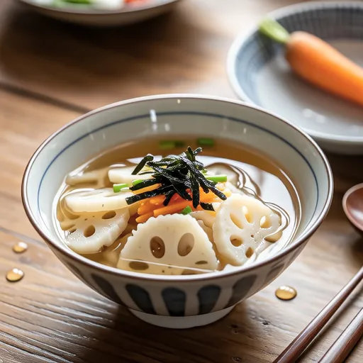 Lotus Root and Carrot Wakame Soup