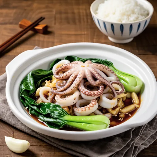 Garlic Stir-fried Squid and Bok Choy
