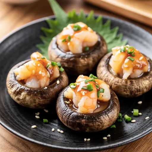 Grilled Shiitake Mushrooms Stuffed with Shrimp