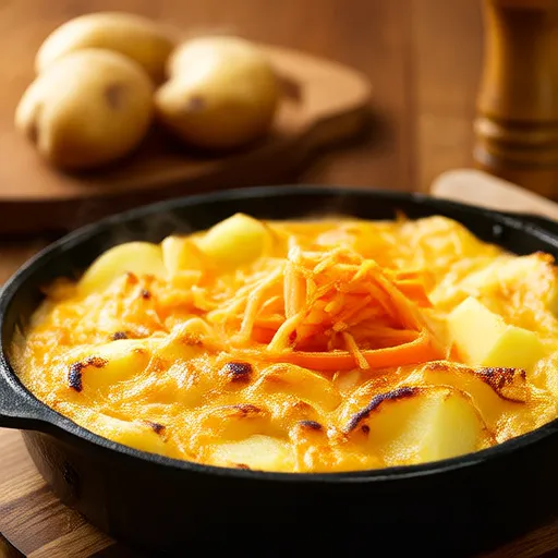 Kartoffel- und Karotten-Käse-Gratin
