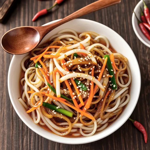 Spicy Stir-fried Glass Noodles with Bean Sprouts