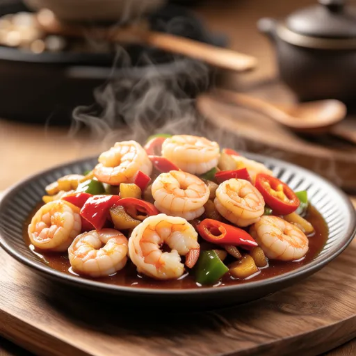 Garlic Soy Sauce Sautéed Yam and Shrimp
