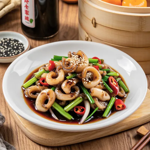 Stir-fried Squid with Bean Sprouts and Oyster Sauce