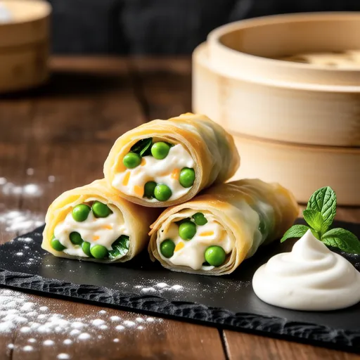 Snap Pea and Mentaiko Cheese Spring Rolls