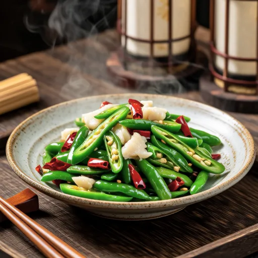 Stir-fried Sweet Long Peppers with Dried Whitebait