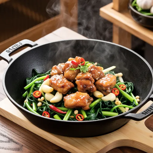 Garlic Stir-fried Chicken and Mizuna