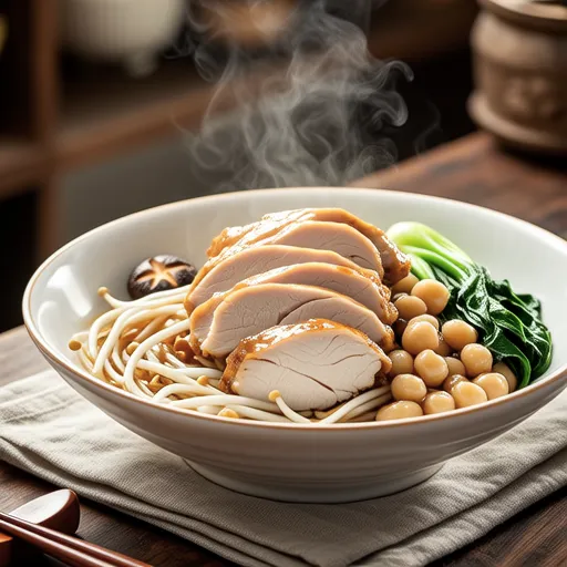 Steamed Chicken Breast and Bean Sprouts in Microwave