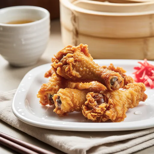 Chicken and Hanpen Fritters with Red Pickled Ginger