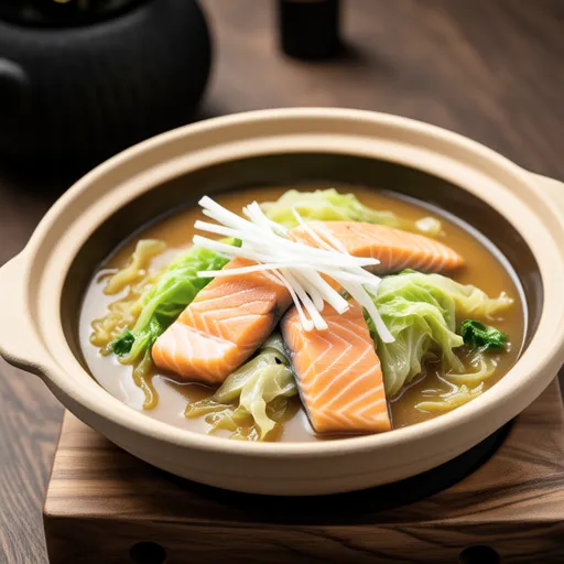 Cabbage and Salmon Ginger Miso Stew