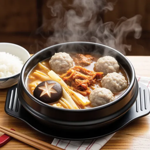 Meatball and Bok Choy Kimchi Soup