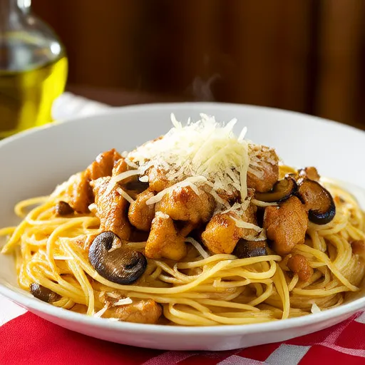 Pasta con Pollo y Champiñones