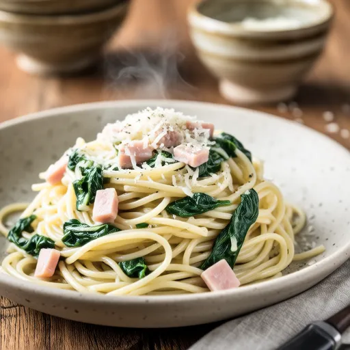 Spinach and Ham Cream Pasta