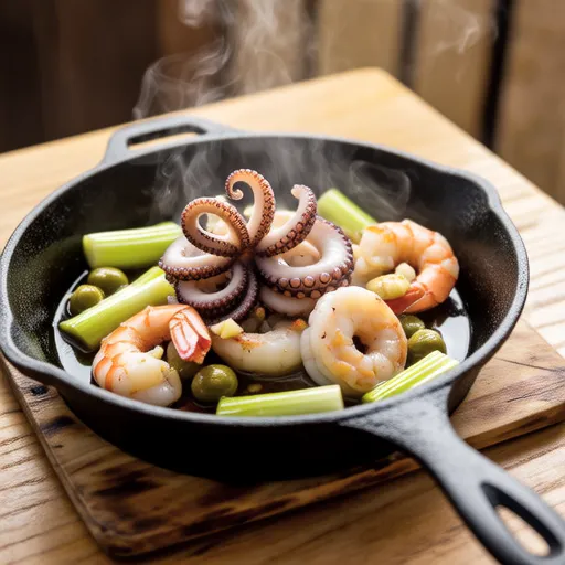 Seafood and Leek Ajillo