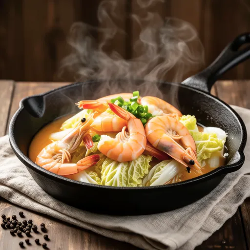 Stir-fried Cabbage and Shrimp with Oyster Mayo Sauce