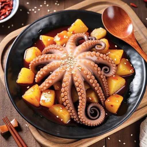 Spicy Stir-fried Potatoes and Octopus