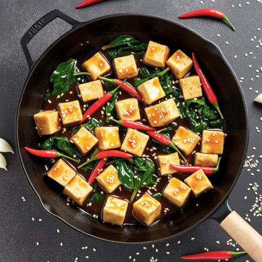 Stir-fried Garlic Chives and Fried Tofu with Spicy Sauce
