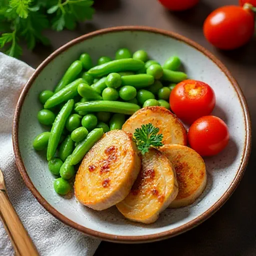 Steamed Chicken Tenderloin and Edamame with Wine Butter