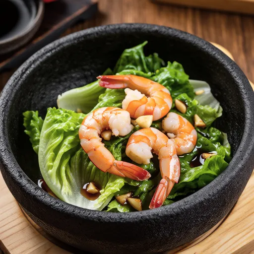 Garlic Stir-fried Lettuce and Shrimp