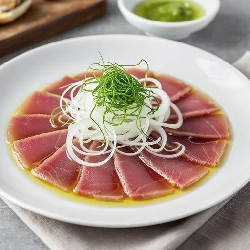 レモン醤油ソースのマグロカルパッチョ