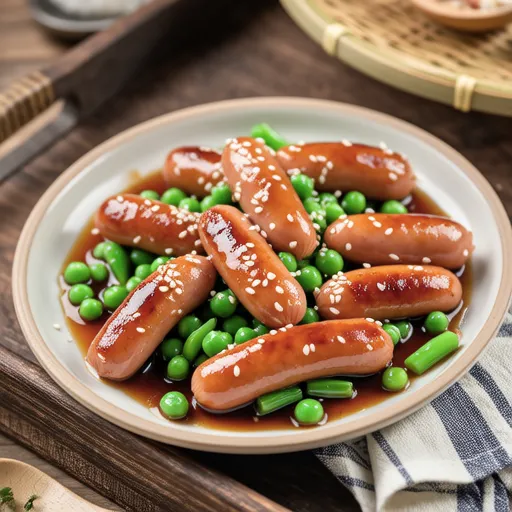 Mini Sausages and Green Beans with Sesame Dressing