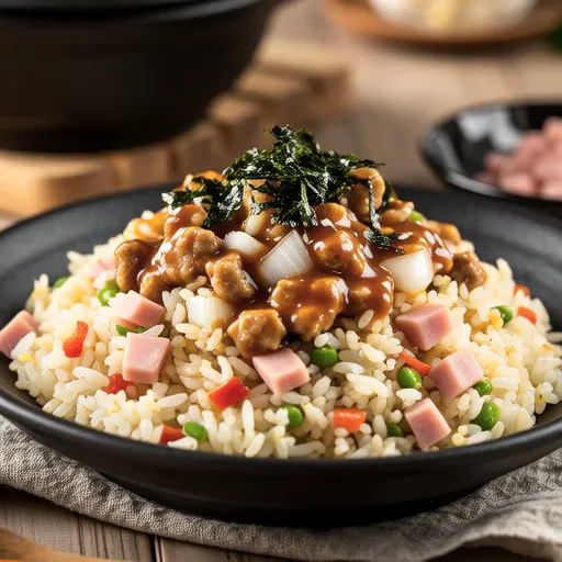 Ham and Cabbage Sauce Fried Rice