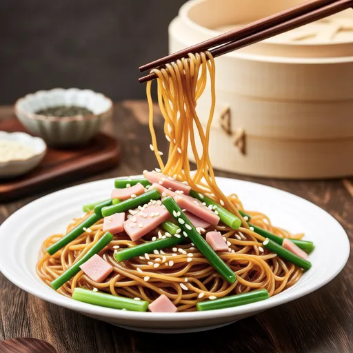 Ham and Garlic Chive Vermicelli Salad