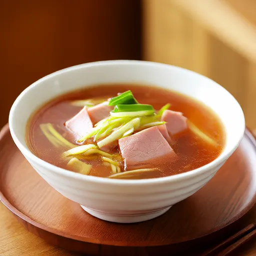 Zuppa di germogli di soia e prosciutto