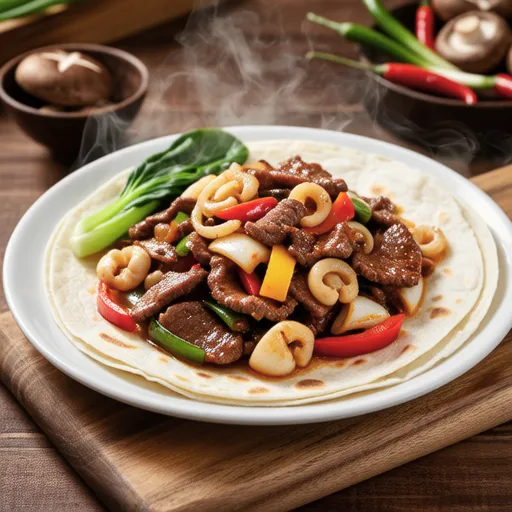 Beef and Vegetable Stir-fry with Tortilla
