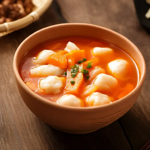 Canh cà rốt và chả cá
