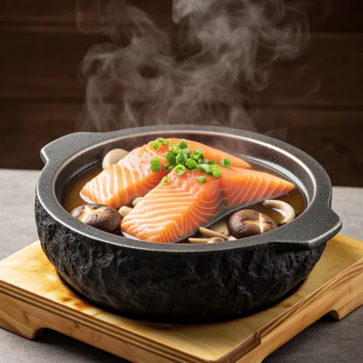 Salmon and Green Onion Mushroom Simmer