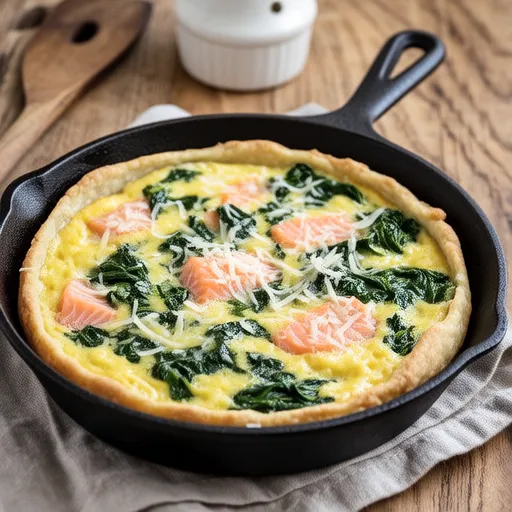 Salmon and Frozen Spinach Bread Quiche