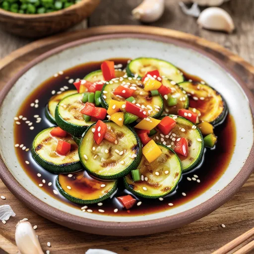 Grilled Zucchini with Tricolor Bell Pepper Sauce