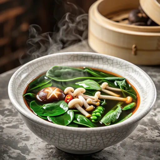 Spinach and Enoki Chinese Soup