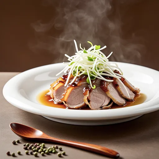 Steamed Pork with Bean Sprouts and Pea Shoots