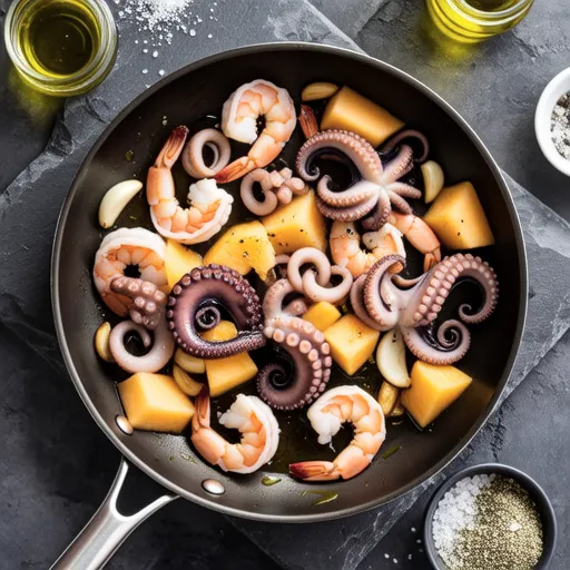 Garlic Stir-fry with Seafood and Bitter Melon