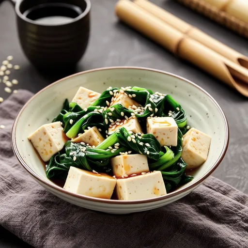 Komatsuna Sesame Flavored Tofu Salad