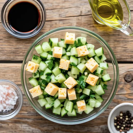 Cucumber and Cheese Mustard Salad