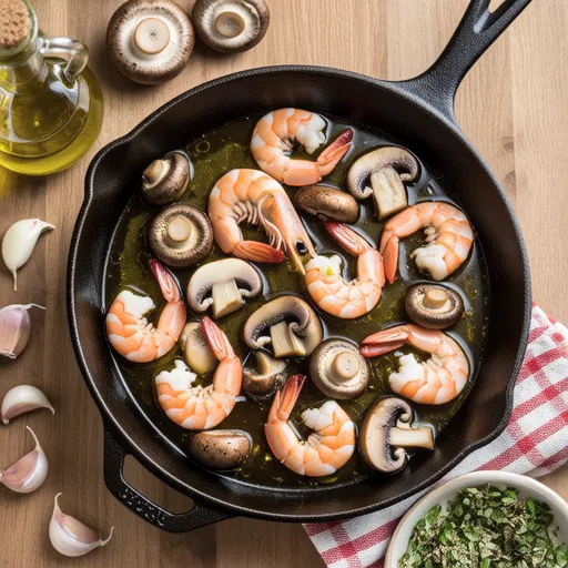 Maitake and Shrimp Ajillo