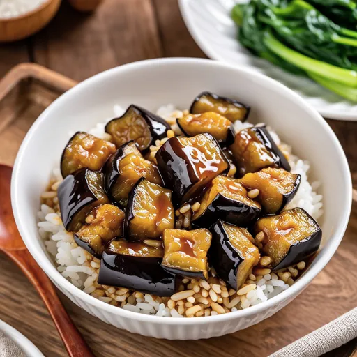 Sweet and Savory Eggplant Rice Bowl