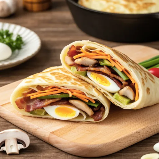 Simple Bacon & Enoki Mushroom Pancakes